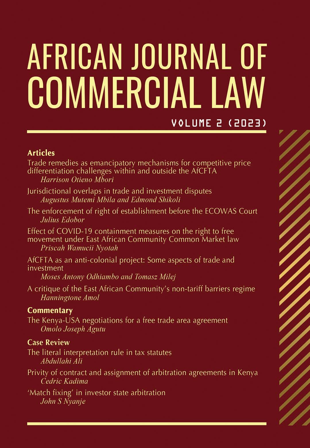 					View Vol. 2 No. 1 (2023): African Journal of Commercial Law
				